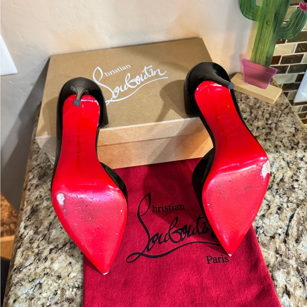 Christian Louboutin Black Patent Leather Pointed Stiletto Pumps - Picture 3 of 8